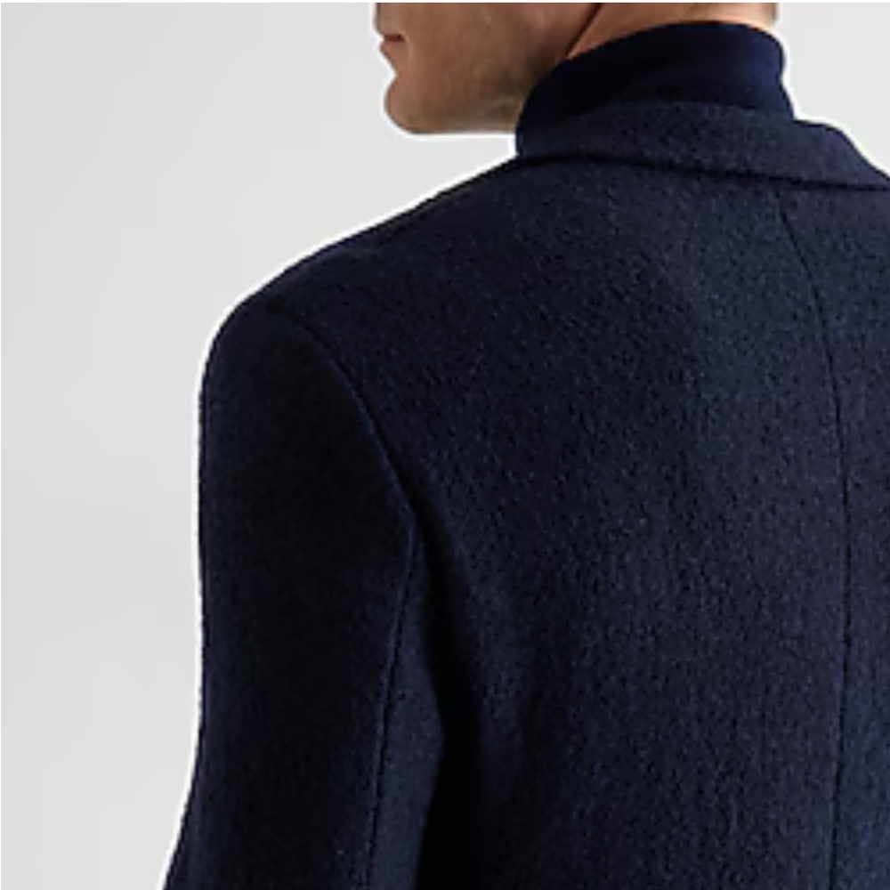 Men’s EXPRESS Slim Navy Textured Boucle Wool-Blend Blazer size 40s Slim - Picture 8 of 12